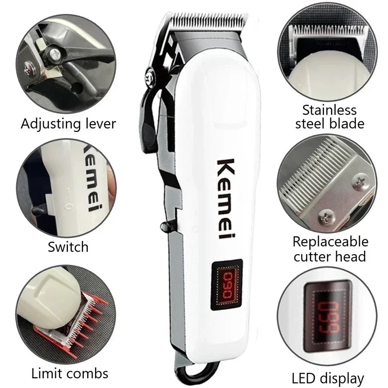 Kemei Hair Clipper KM-809A Hair Cut Maching Wireless Trimmer Men Professional Clipper Machine Rechargeable Hair Cut Barberkemei
