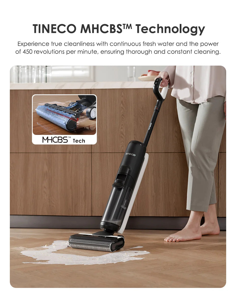 Tineco Floor One S6 Cordless Wet Dry Vacuum Cleaner Floor Washer Mop All-in-One for Hard Floors LED Dual-Sided Edge Cleaning