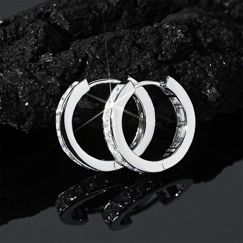 RAPRGOLD GRA Certified Moissanite Hoop Earrings for Women Men's Real S925 Sterling Silver Round Earring Jewelry Gifts orecchini