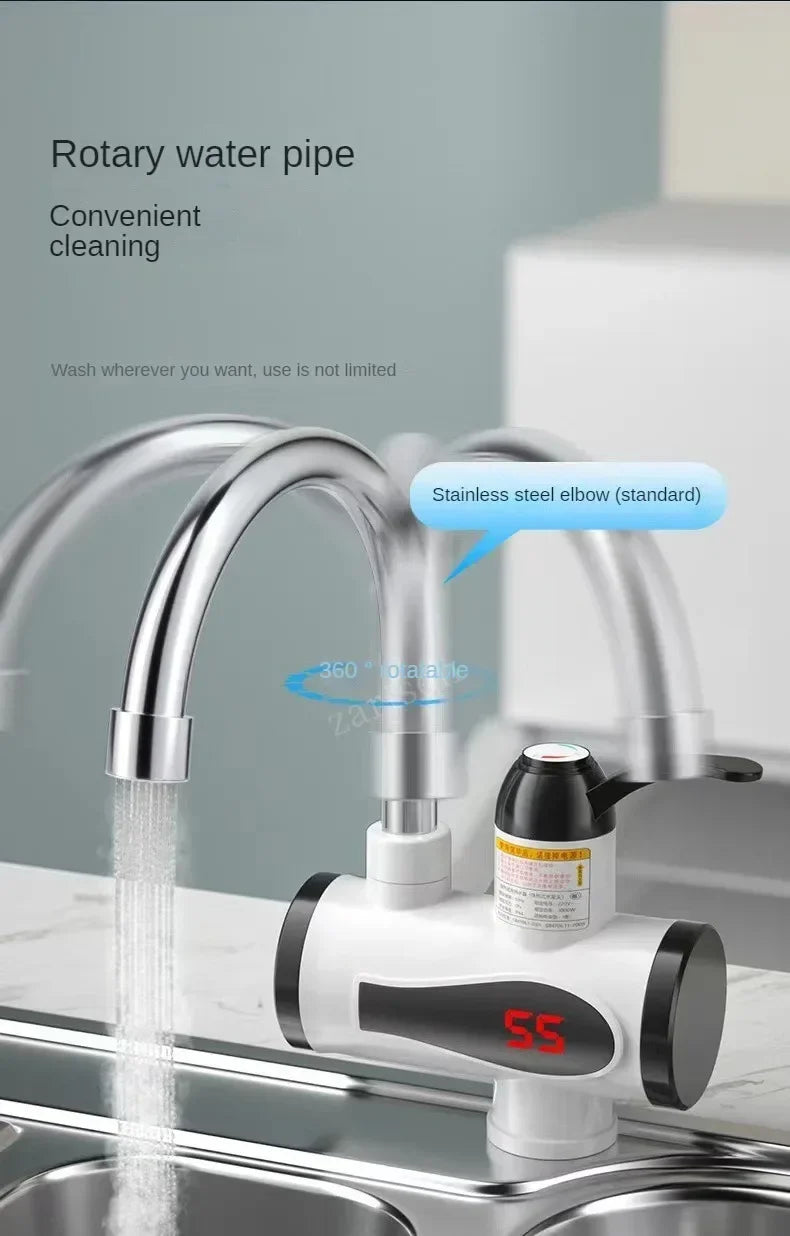 Electric Hot Cold Mixer Tap Instant Heating Faucet Temperature Adjustable Tankless Water Heater Kitchen Bathroom Supplies