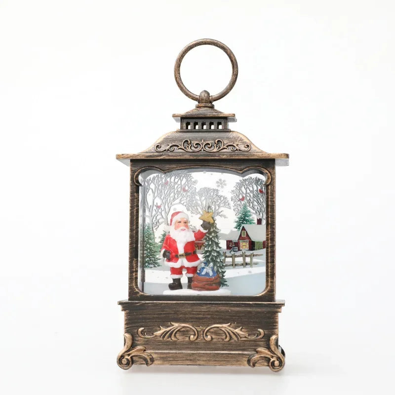 Lighted Christmas Snow Globe Lantern Battery Operated LED Night Light with Hook Christmas Tree Ornaments Gift Ideas