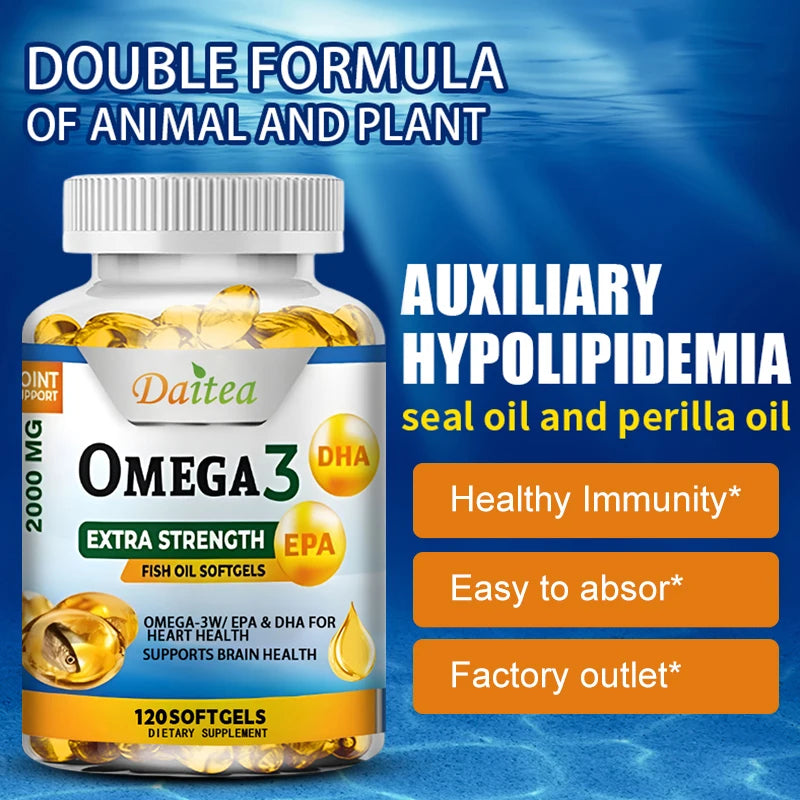 Strength Omega-3 Fish Oil - Rich in DHA & EPA - Support Brain & Nervous System Health, Cardiovascular & Skin Health, Non-GMO