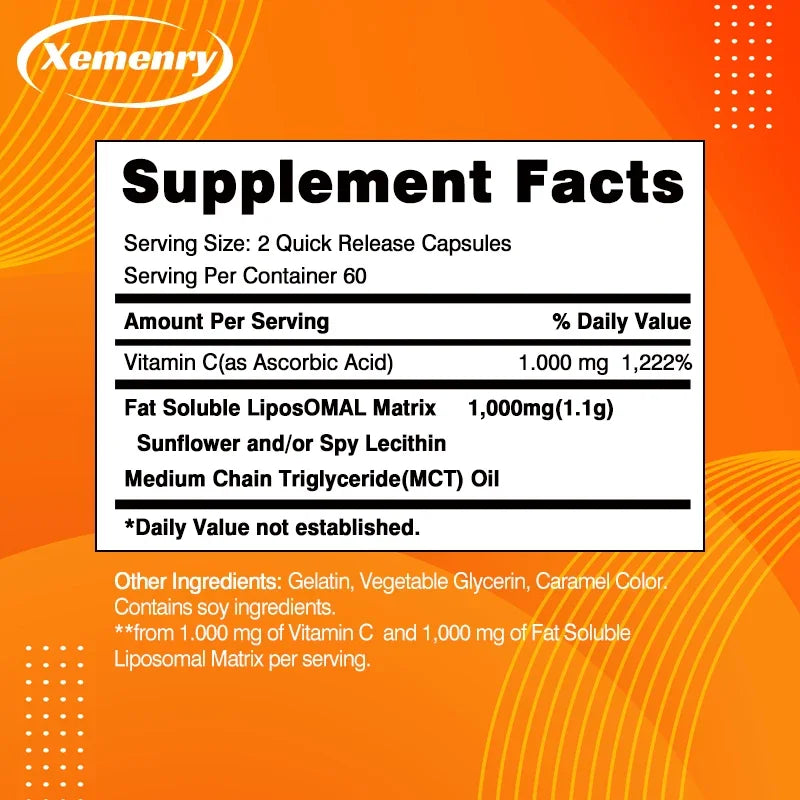 Vitamin C Capsules 1000mg - Immune System and Collagen Booster, Skin Health, Antioxidant Supplements