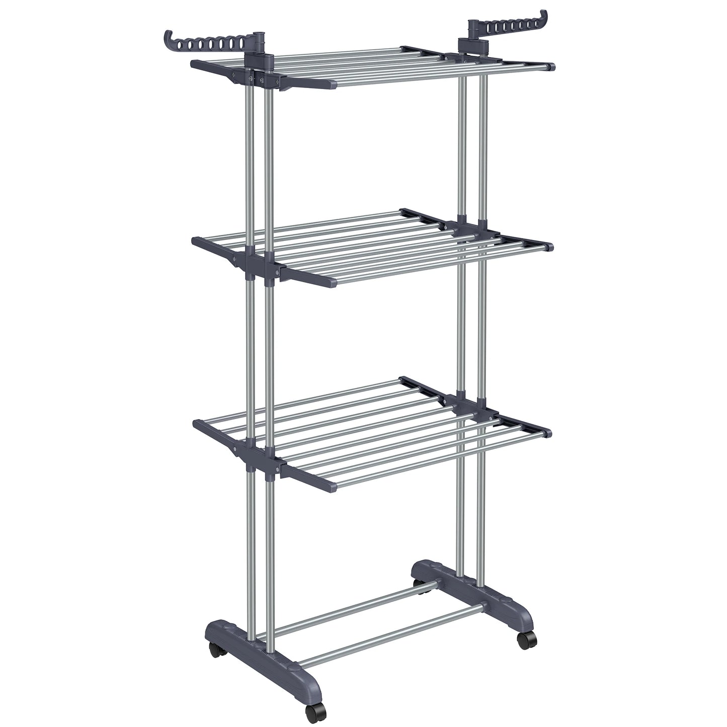 SONGMICS Large Clothes Airer, Foldable Clothes Drying Rack Laundry 4-Tier, Moveable Clothes Horse, 64 x 126 x 172 cm