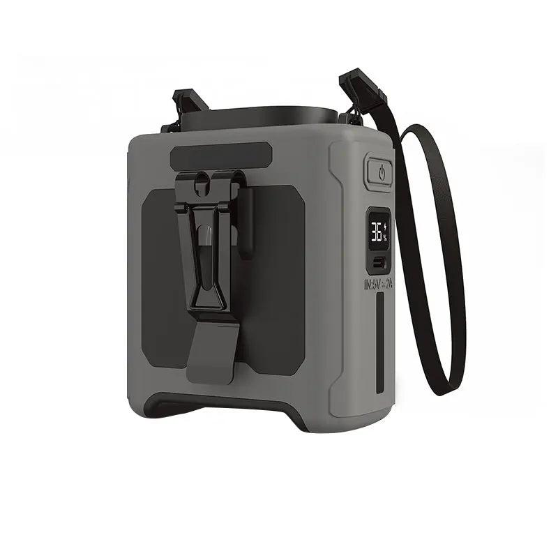 14500mAh Portable Waist Fan one-way Airflow Outlet Turbo Motors with Four Clips Emergency Flashlight Power Bank for Outdoor