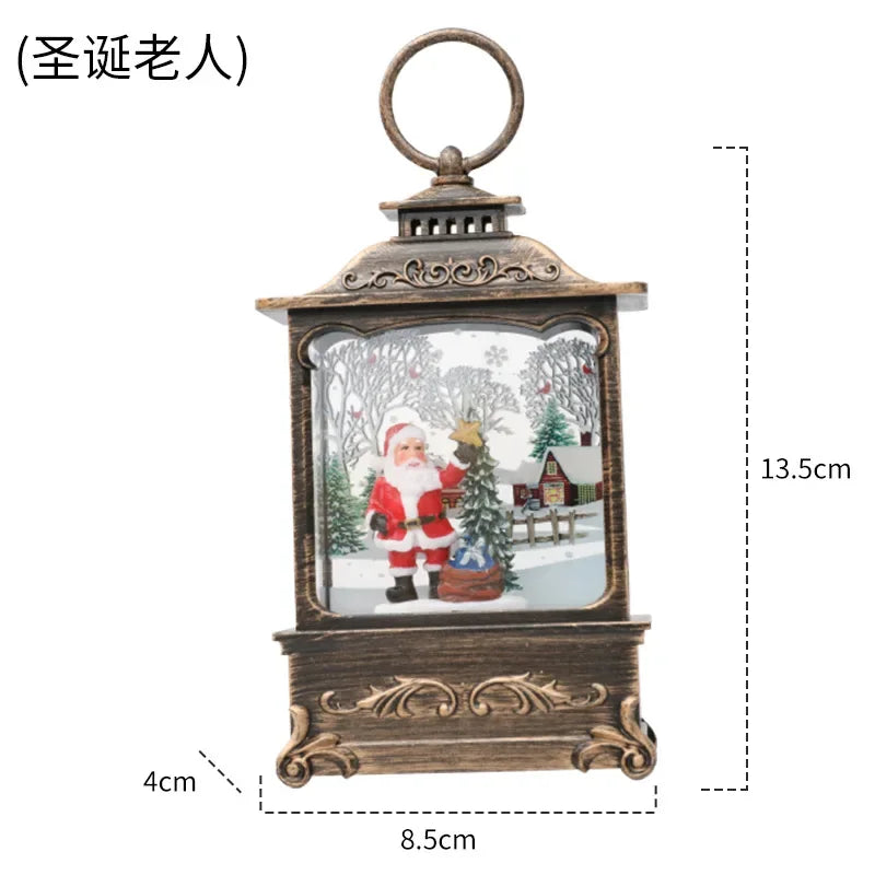 Lighted Christmas Snow Globe Lantern Battery Operated LED Night Light with Hook Christmas Tree Ornaments Gift Ideas