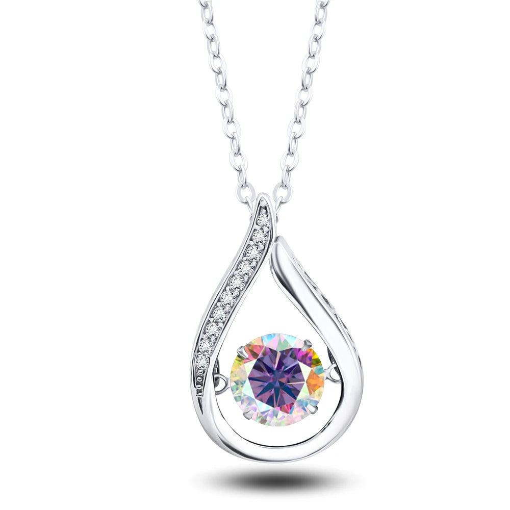1CT Pass Tested GRA certified Moissanite Pendant Necklace for Women Sterling 925 Silver Lab-created Diamond Pendant with O-chain