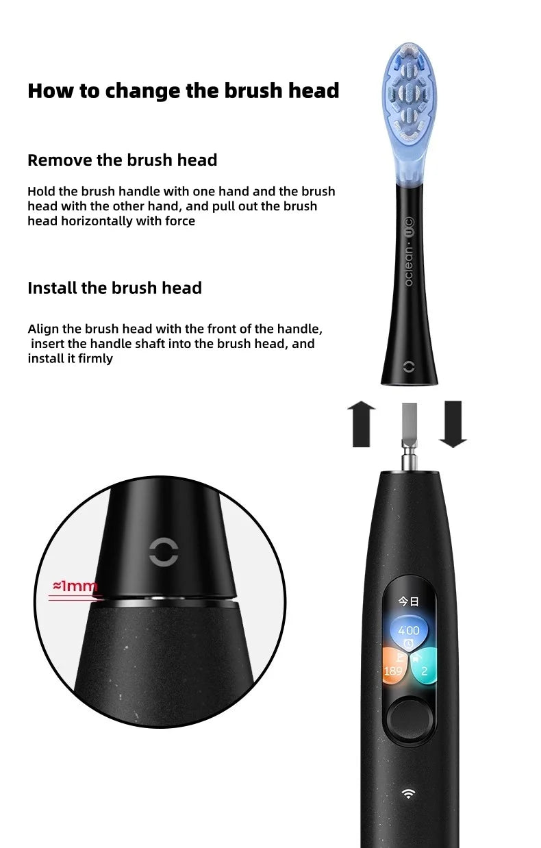 Oclean Children's Electric Toothbrush Head Soft Bristles Interactive Design Gum Protection Baby Full Effect Cleaning Accessory