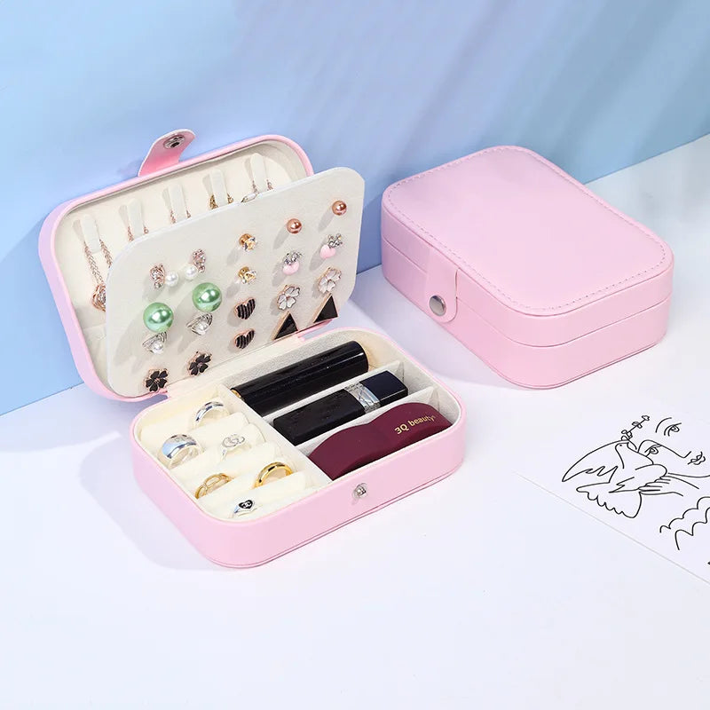 Portable Jewelry Box Jewelry Organizer Display Travel Jewelry Case Boxes Waterproof Leather Storage Zipper Jewelers Joyero