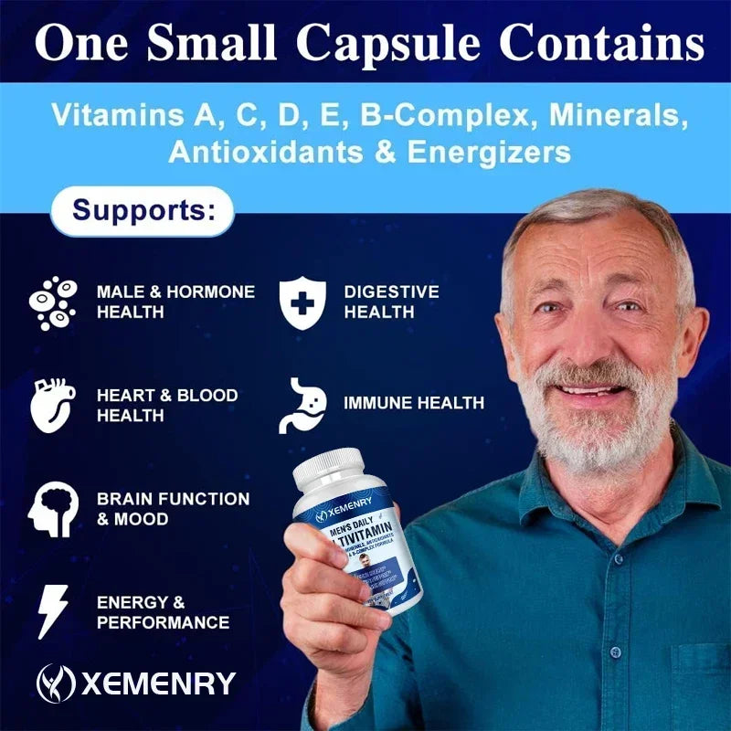 Men's Daily Multivitamin -Supports Immunity, Boosts Energy and Stamina, Performance, and Muscle Mass