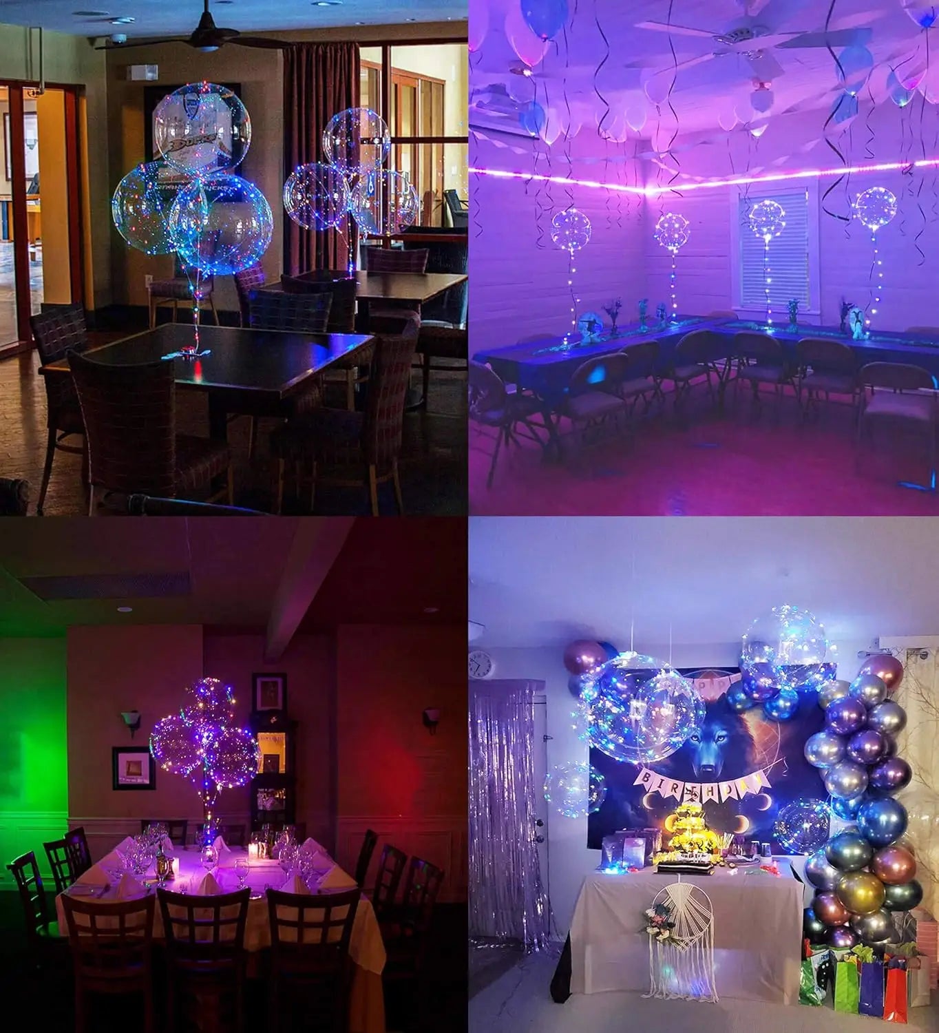 LED Colorful 10 Sets Of Colorful LED Light-Waving Bubble Balloons Helium Balloons For New Year, Birthday, Wedding, And Party Dec