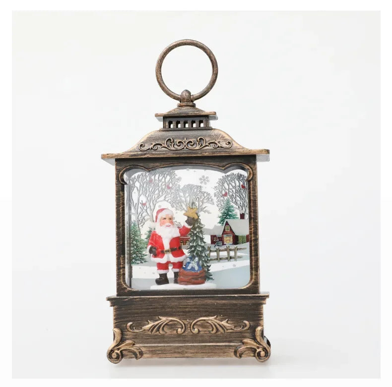 Lighted Christmas Snow Globe Lantern Battery Operated LED Night Light with Hook Christmas Tree Ornaments Gift Ideas