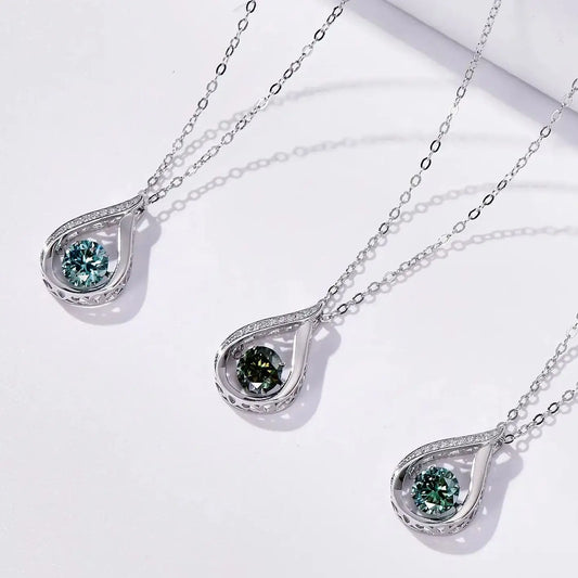 1CT Pass Tested GRA certified Moissanite Pendant Necklace for Women Sterling 925 Silver Lab-created Diamond Pendant with O-chain