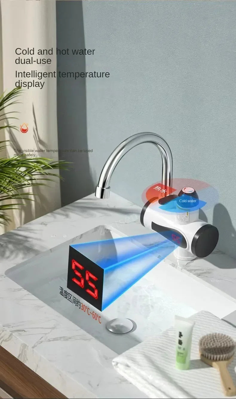 Electric Hot Cold Mixer Tap Instant Heating Faucet Temperature Adjustable Tankless Water Heater Kitchen Bathroom Supplies