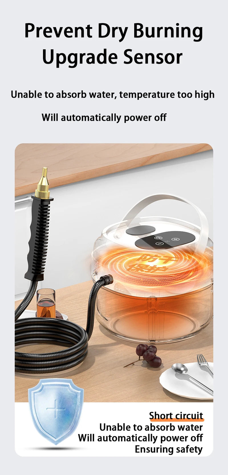 High Temperature Pressurized Steam Cleaning Machine for Range Hood Kitchen Car Cleaning Quick Heating Portable Steam Cleaner