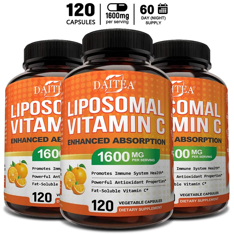 Liposomal Vitamin C 1600mg Capsules - Promotes Collagen Production, Powerful Antioxidant, Immune Health