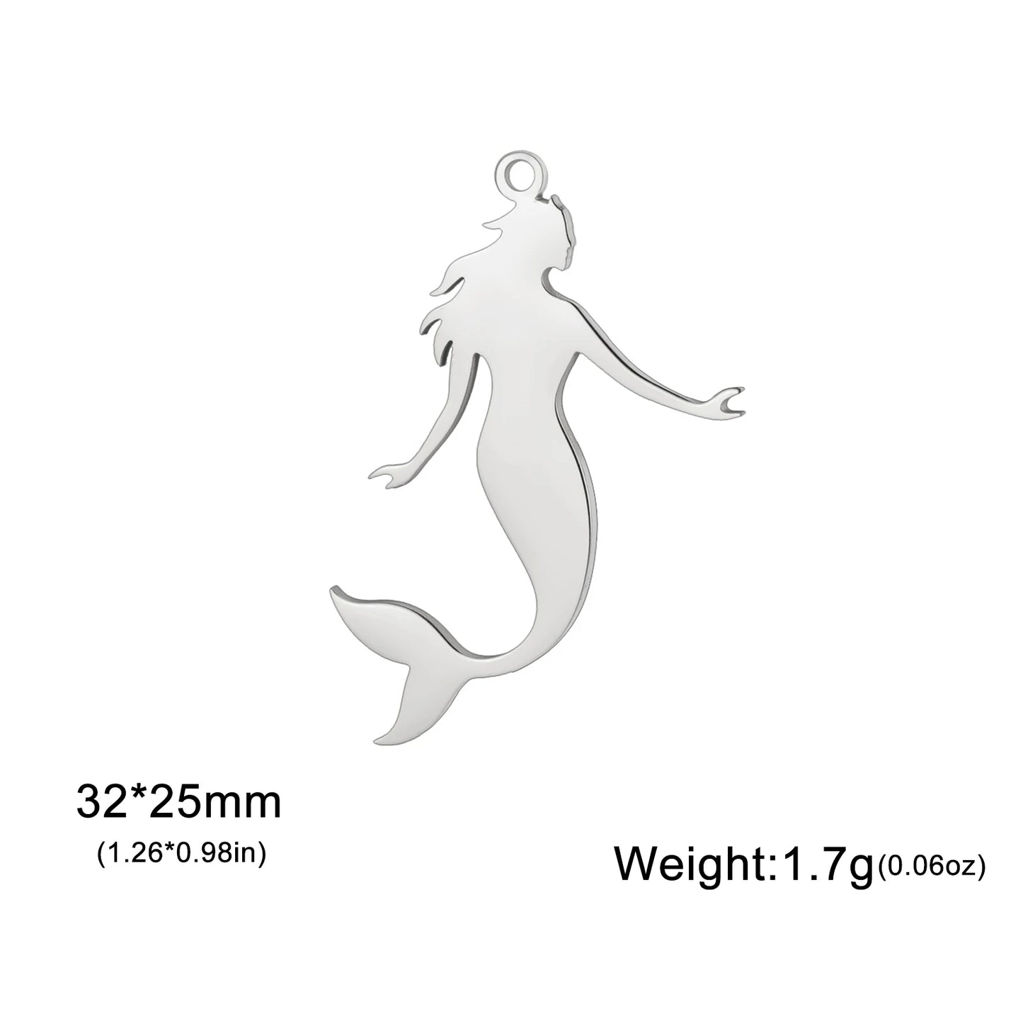 EUEAVAN 1pc Mermaid Stainless Steel Pendant Ocean Sea Fish Tail Charms Necklace Earrings Jewelry Making Accessories Wholesale