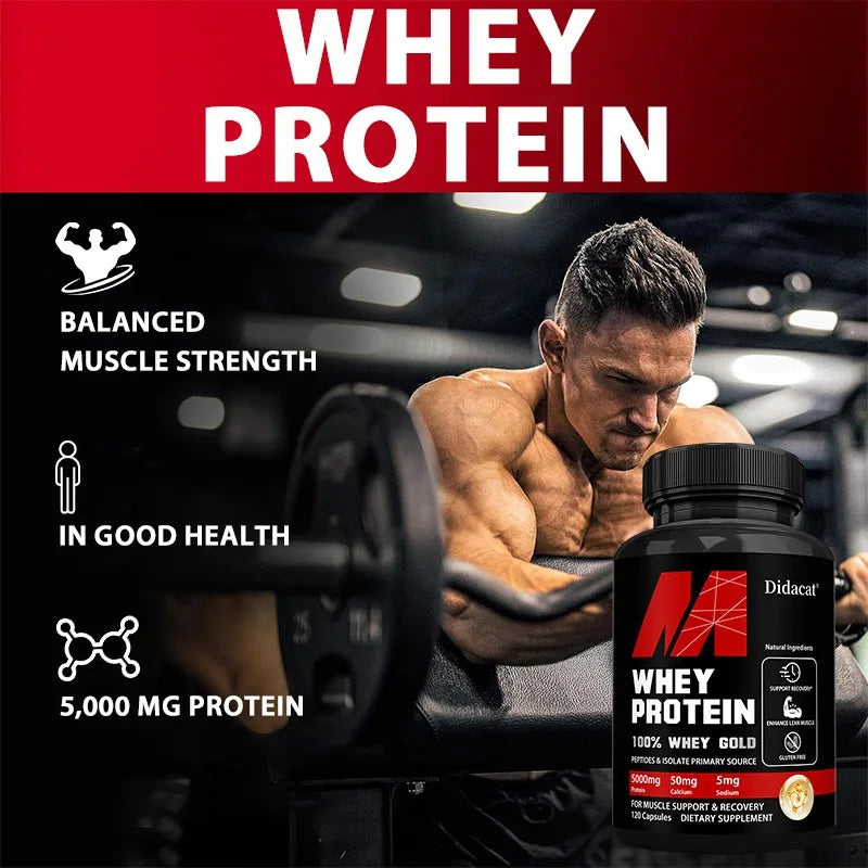 Didacat Whey Protein Concentrate, with 5000mg Protein, Gluten Free & Non-GMO, Boost Immunity and Support Post-exercise Recovery