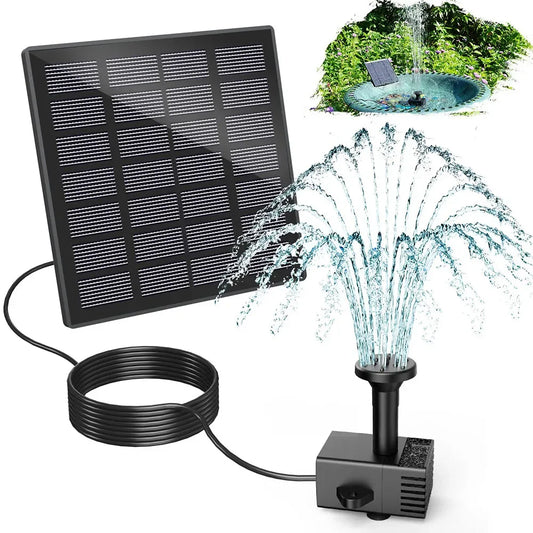Solar Fountain Kits,1.8W Solar Panel Water Pumps,Solar Powered Bird Bath Fountain Pump with 9.84ft Cable,6 Nozzles for Garden