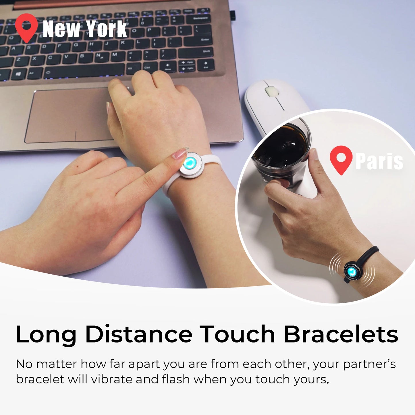 Totwoo Smart Jewelry for Couples Bluetooth Touch Bracelets with App Control Long Distance Romantic Gift for Girlfriend
