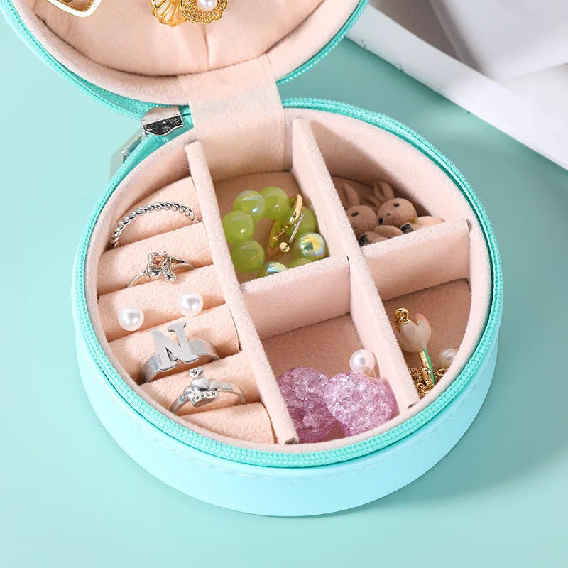 Portable Jewelry Box Jewelry Organizer Display Travel Jewelry Case Boxes Waterproof Leather Storage Zipper Jewelers Joyero