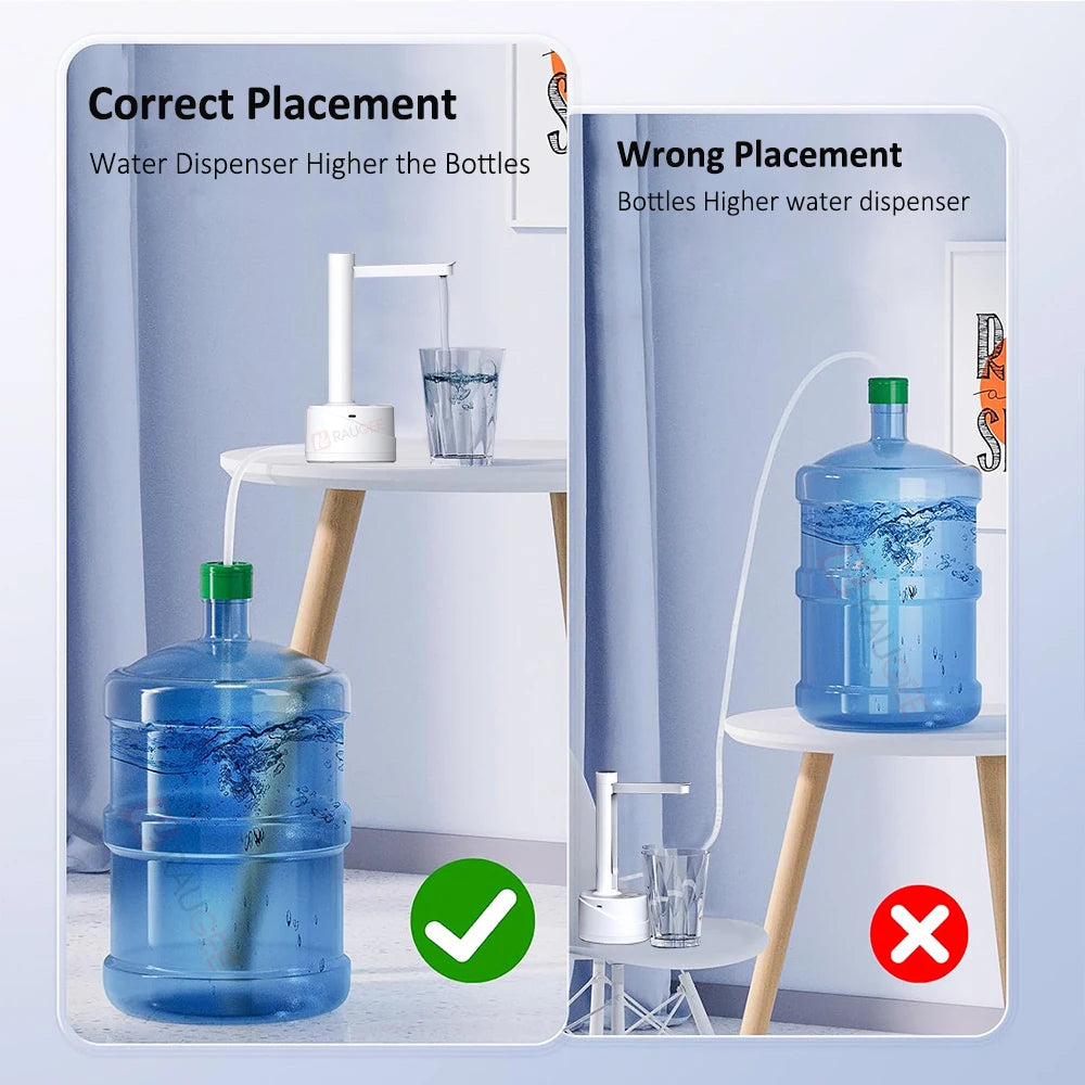Electric Water Gallon Bottle Pump Automatic Water Dispenser 19 Liters Foldable Desktop Rechargeable Drinking Water Bottle Pump