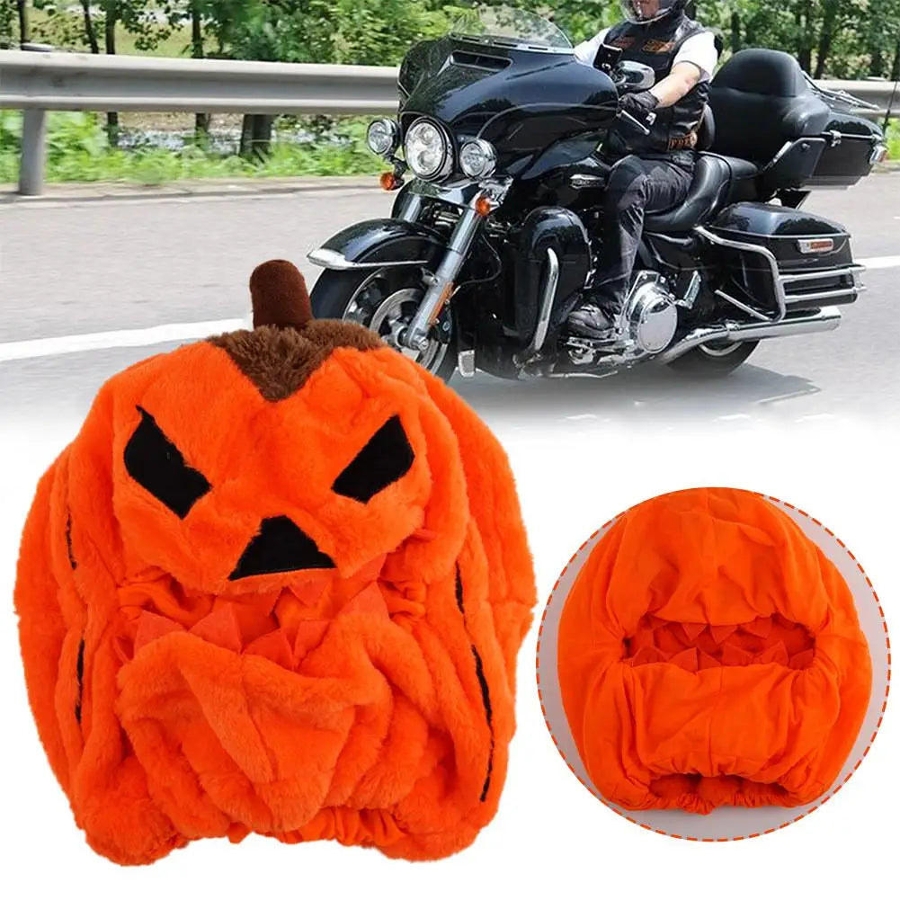 Halloween Pumpkin Motorcycle Helmet Cover High Visibility Pumpkin Dustproof Cartoon Full Plush Helmet Protector Motorb H7f5