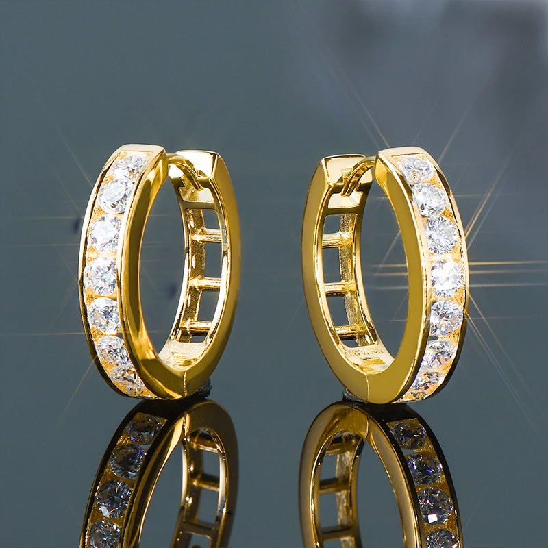 RAPRGOLD GRA Certified Moissanite Hoop Earrings for Women Men's Real S925 Sterling Silver Round Earring Jewelry Gifts orecchini