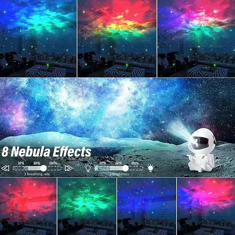 Creative Astronaut Star Projection Night Light 2025 New Colorful Star Sky Atmosphere Lamp Ideal Birthday Gift for Kids Adults