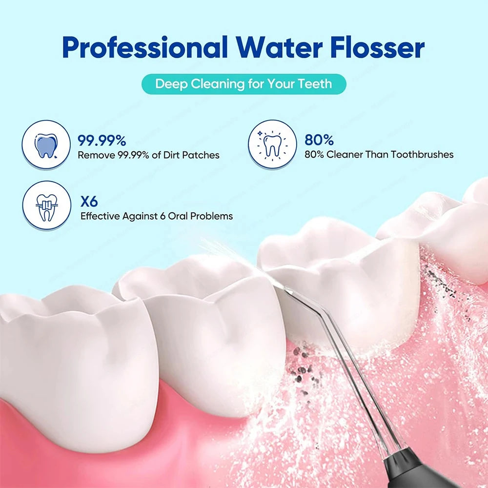 Oral Irrigator Portable Water Flosser Dental Pick 5 Modes 360° Rotated Jet For Cleaning Teeth Thread Floss Mouth Washing Machine