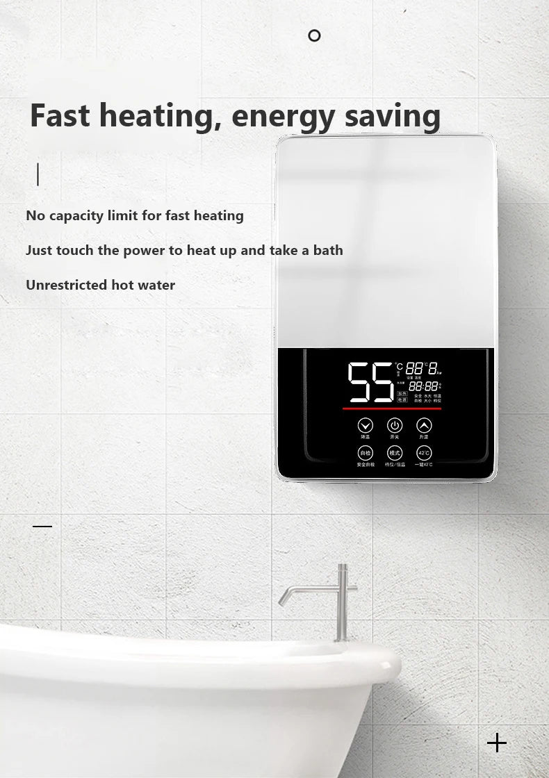 DMWD Electric Thermostatic water heater 7000W Remote Control Instant heating waterproof tankless water heater for shower bath