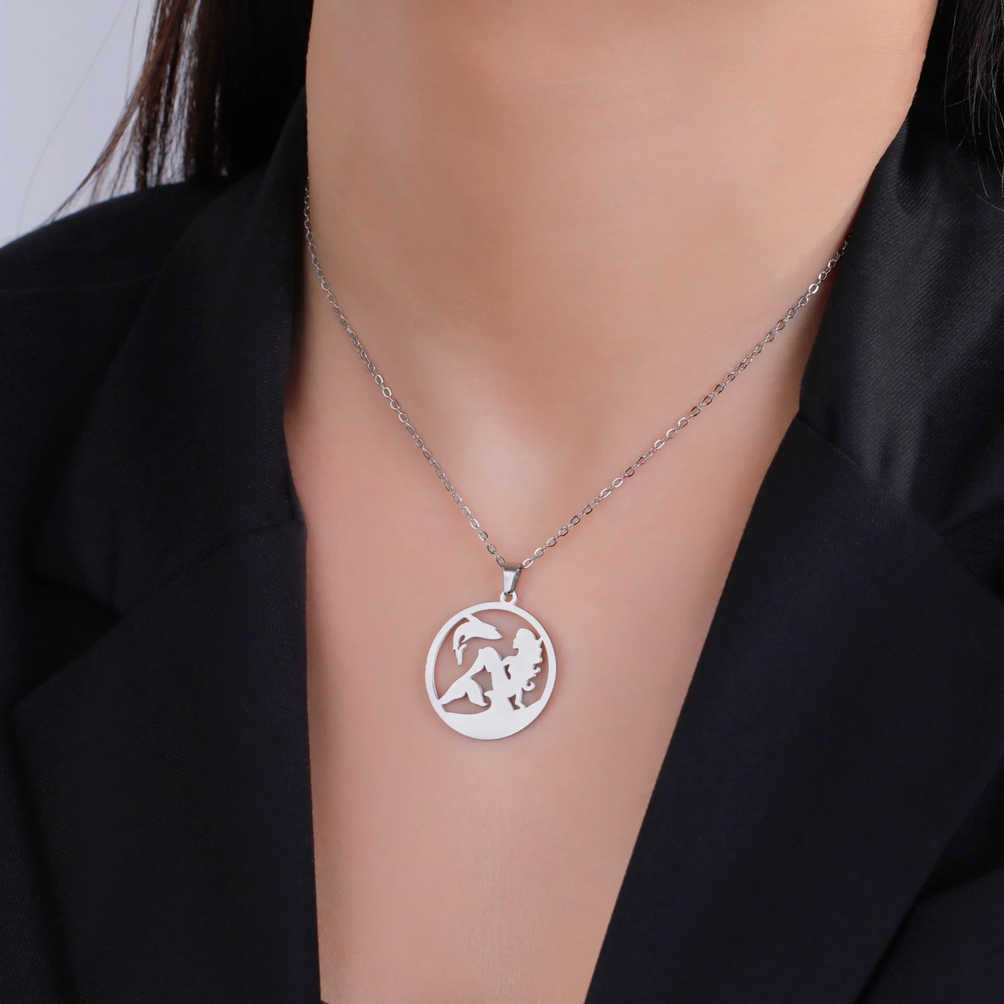EUEAVAN 1pc Mermaid Stainless Steel Pendant Ocean Sea Fish Tail Charms Necklace Earrings Jewelry Making Accessories Wholesale