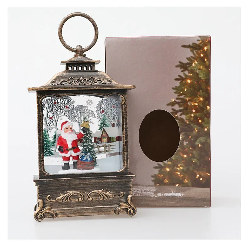 Lighted Christmas Snow Globe Lantern Battery Operated LED Night Light with Hook Christmas Tree Ornaments Gift Ideas