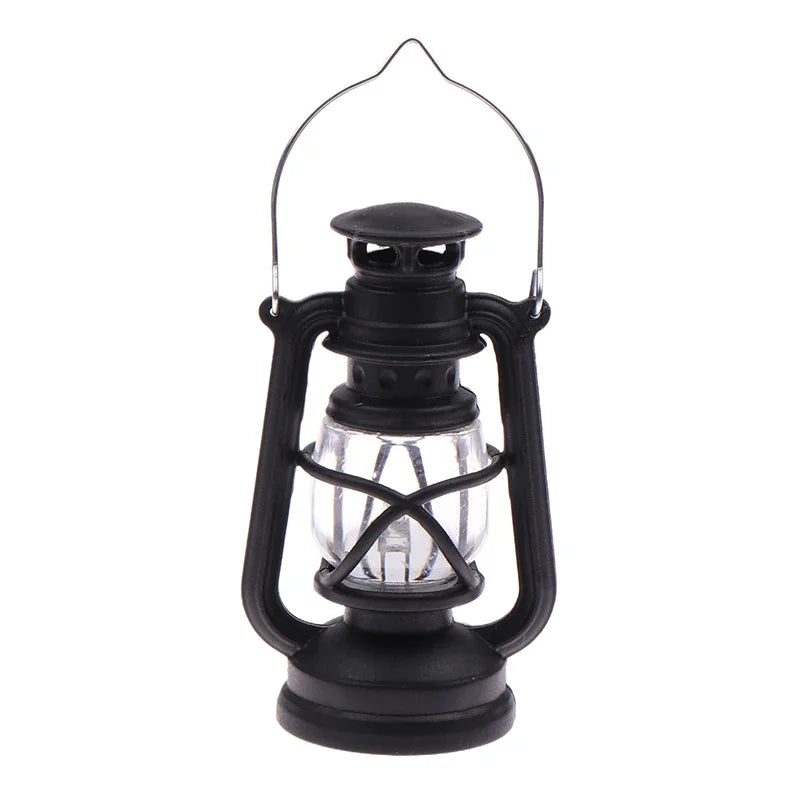 6cm Mini Led Retro Glowing Pony Lantern Simulation Cande Light Oil Lamp Mini Kerosene Lantern Doll House Decor Scene Ornaments