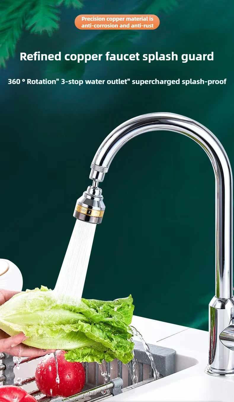 Three Levels Adjustable Brass Kitchen Faucet Aerator Extender Water Saving Anti Splash Stainless Steel Bathroom Accessories