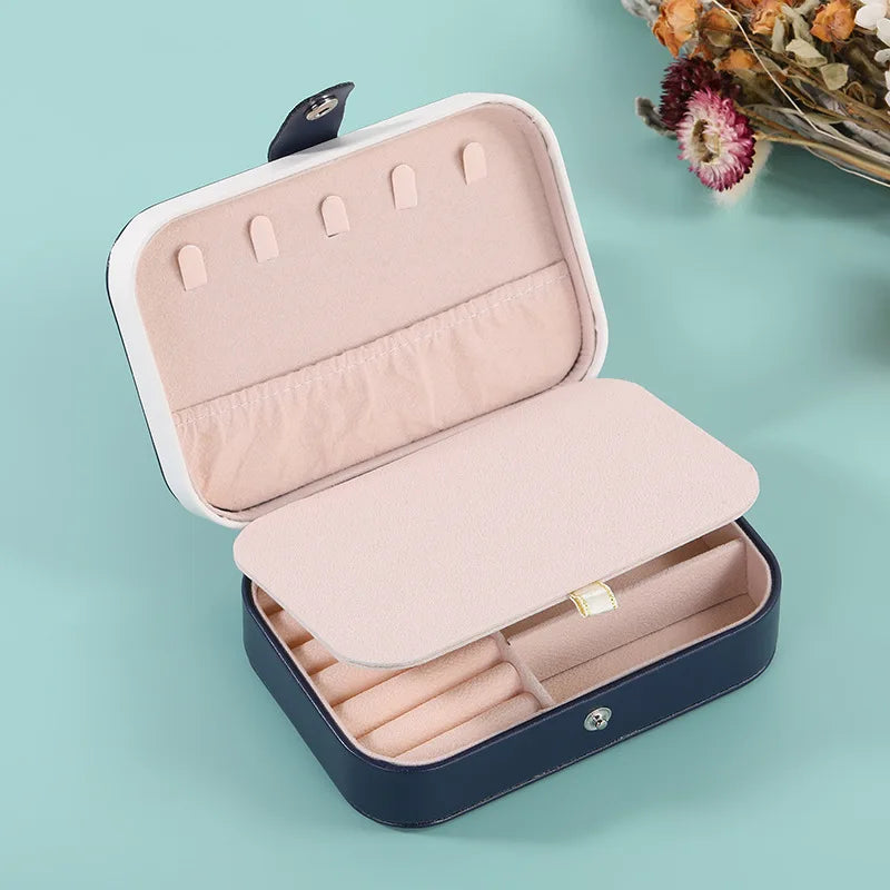 Portable Jewelry Box Jewelry Organizer Display Travel Jewelry Case Boxes Waterproof Leather Storage Zipper Jewelers Joyero