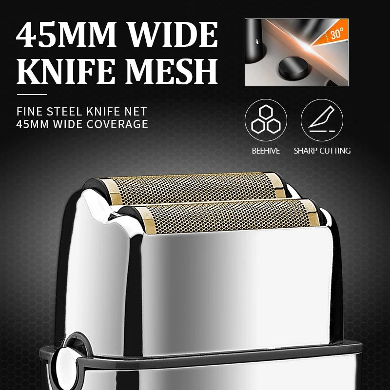 Kemei KM-TX5 Premium Chargeable Battery Type Silver Shaver Double Net Aluminum Alloy Reciprocating Electric Shaver