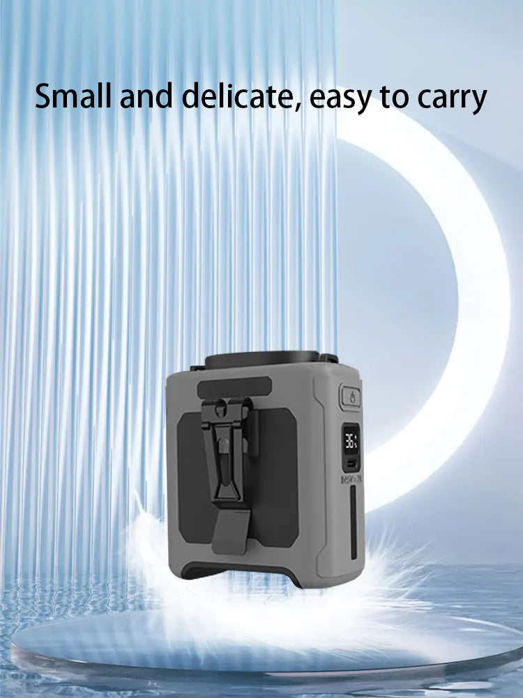 14500mAh Portable Waist Fan one-way Airflow Outlet Turbo Motors with Four Clips Emergency Flashlight Power Bank for Outdoor