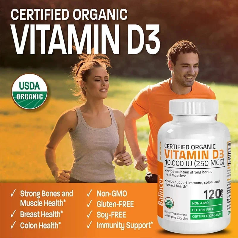 Vitamin D3 10,000iu (250 Mcg) Supplement, Immune Support, Healthy Muscle Function and Bone Health - Non-GMO, 30/60/120 Capsules