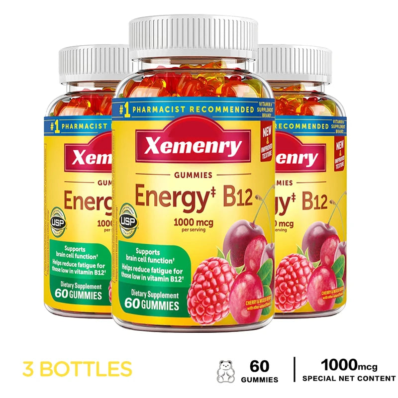 Vitamin B12 Gummies 1,000 Mcg - Supports Brain Cell Function and Reduces Fatigue