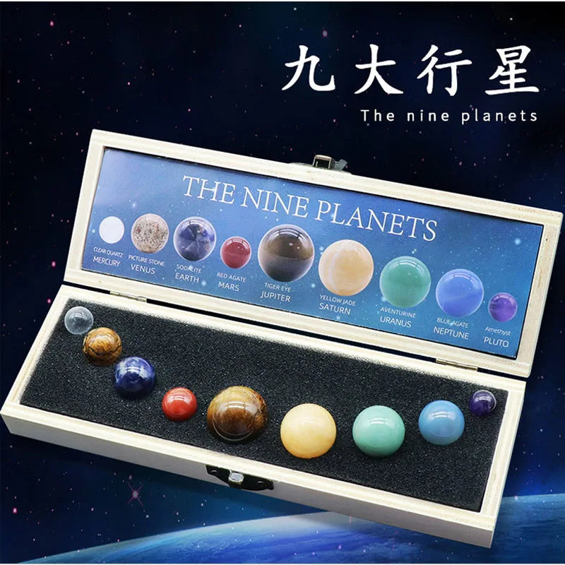 fashion good Natural Crystal 8 Planet 9 planet Ball Solar Sun System Rock Quartz Stone Healing Reiki Chakra Energy Sphere Galaxy