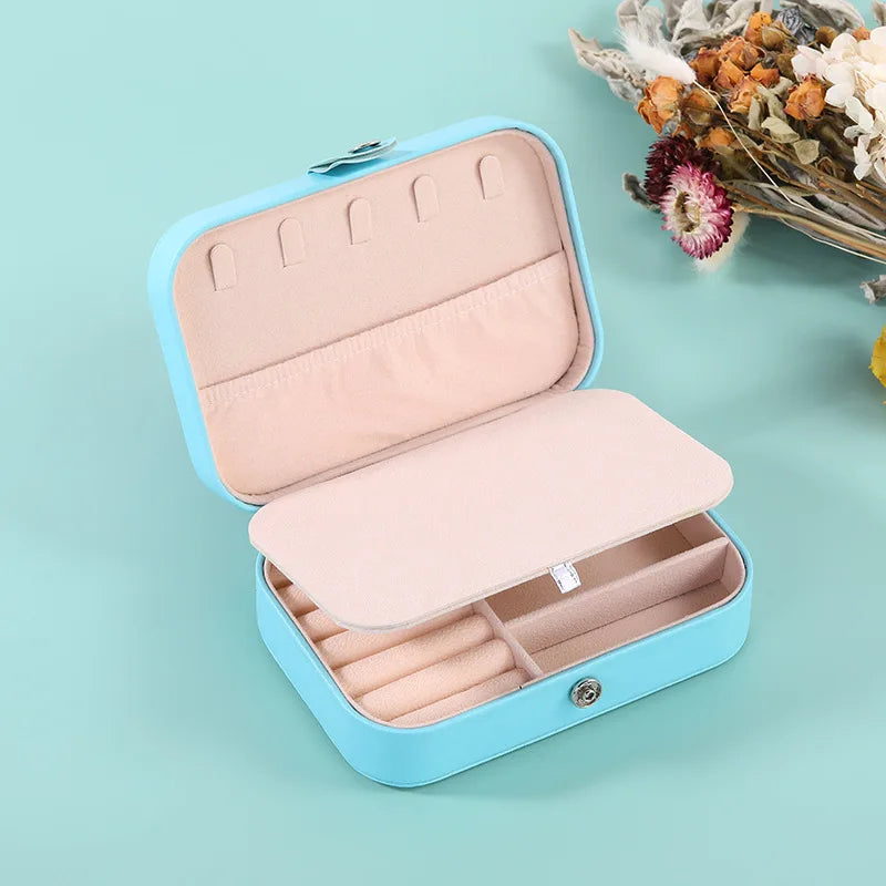 Portable Jewelry Box Jewelry Organizer Display Travel Jewelry Case Boxes Waterproof Leather Storage Zipper Jewelers Joyero