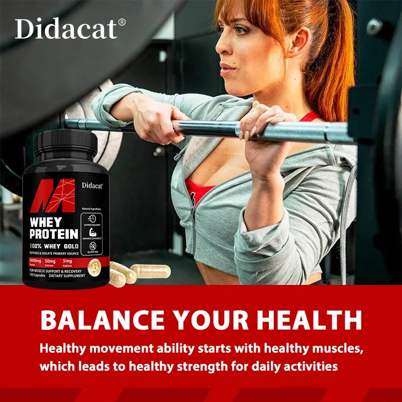 Didacat Whey Protein Concentrate, with 5000mg Protein, Gluten Free & Non-GMO, Boost Immunity and Support Post-exercise Recovery