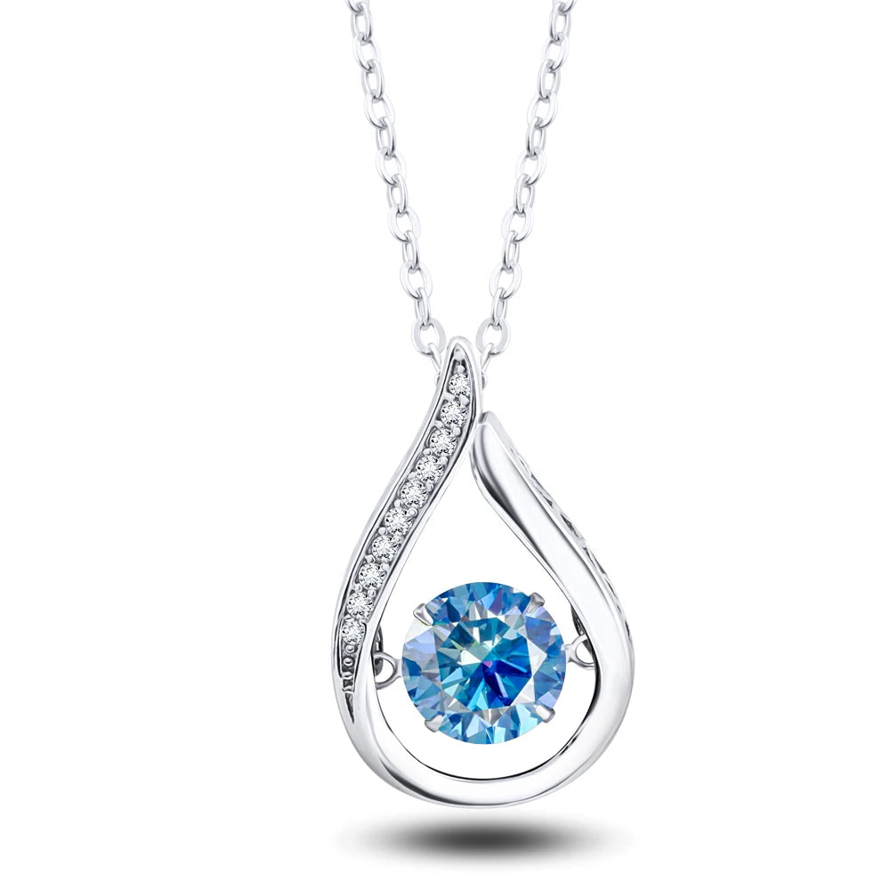 1CT Pass Tested GRA certified Moissanite Pendant Necklace for Women Sterling 925 Silver Lab-created Diamond Pendant with O-chain