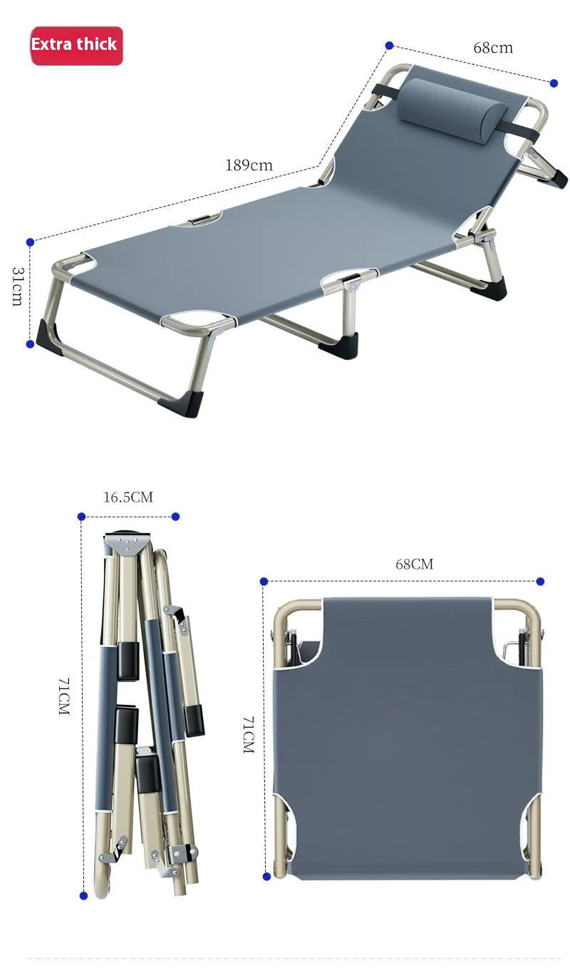 GIANXI Summer Outdoor Rollaway Bed Single Bed Simple Office Rollaway Chair Nap Bed Cotton Padded Recliner Accompanying Cot