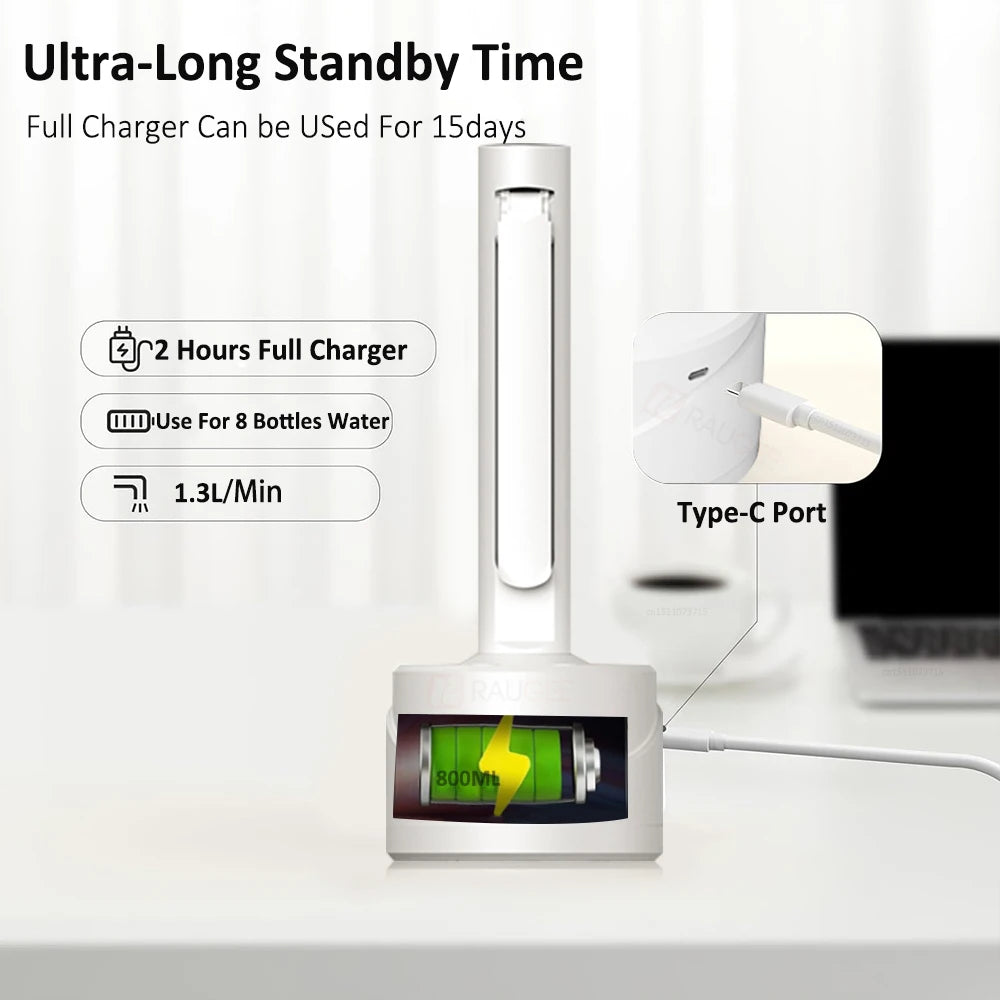 Electric Water Gallon Bottle Pump Folding Water Bottle Pump Automatic Desktop Water Pump 19 Liters Rechargeable Water Pump