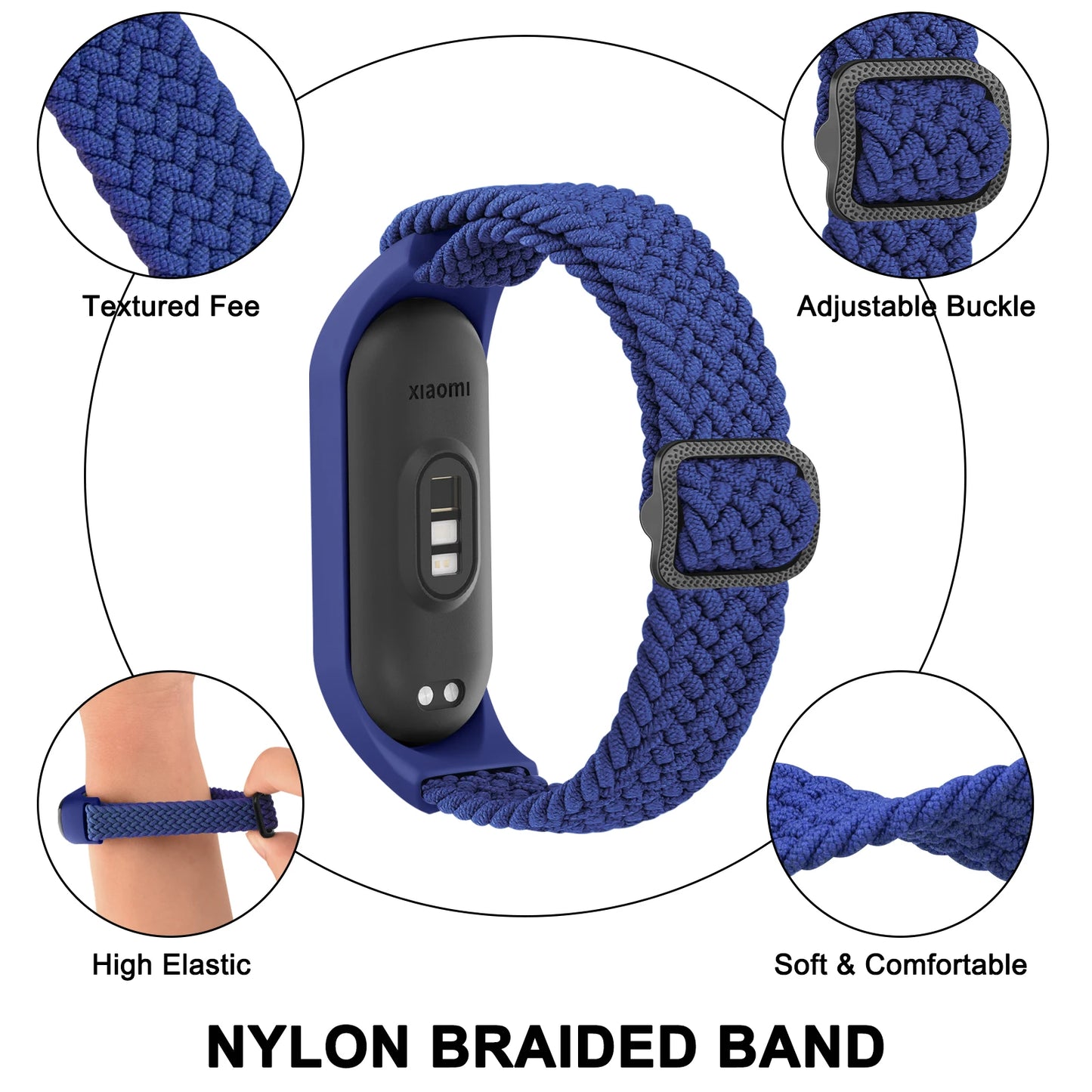 Braided Watchband For Xiaomi Mi Band 7 6 5 4 3 Strap Elastic Adjustable Wristband For Amazfit Band 5 Band Replacement Bracelet