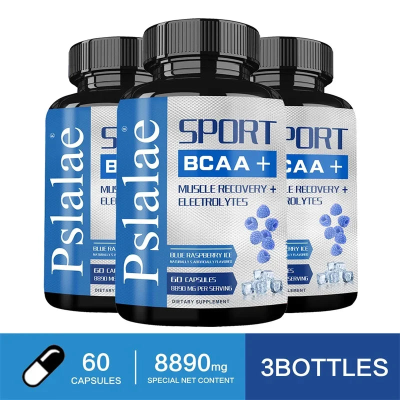 مكمل رياضي BCAA - كبسولات الأحماض الأمينية المتفرعة السلسلة - يعزز القوة ومستويات الطاقة ويزيد كتلة العضلات.