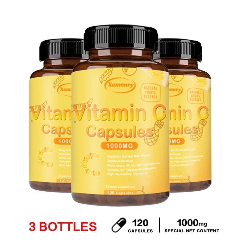 Vitamin C Capsules 1000mg - Immune System and Collagen Booster, Skin Health, Antioxidant Supplements