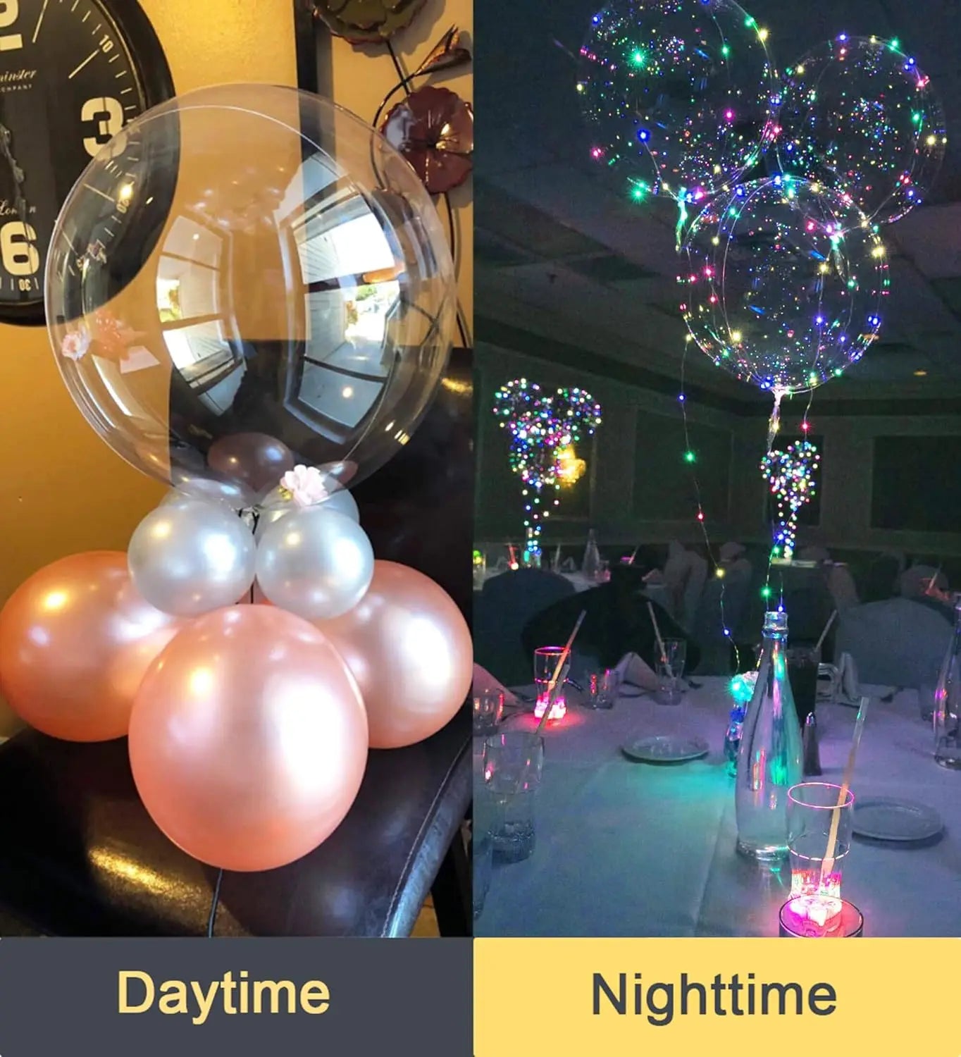 LED Colorful 10 Sets Of Colorful LED Light-Waving Bubble Balloons Helium Balloons For New Year, Birthday, Wedding, And Party Dec